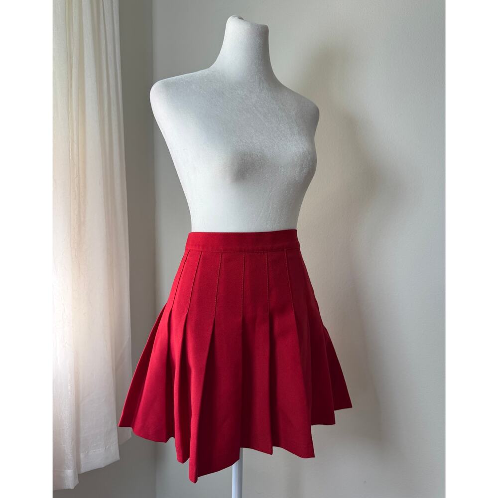 American Apparel Red Pleated Mini Skirt - Picture 5 of 8